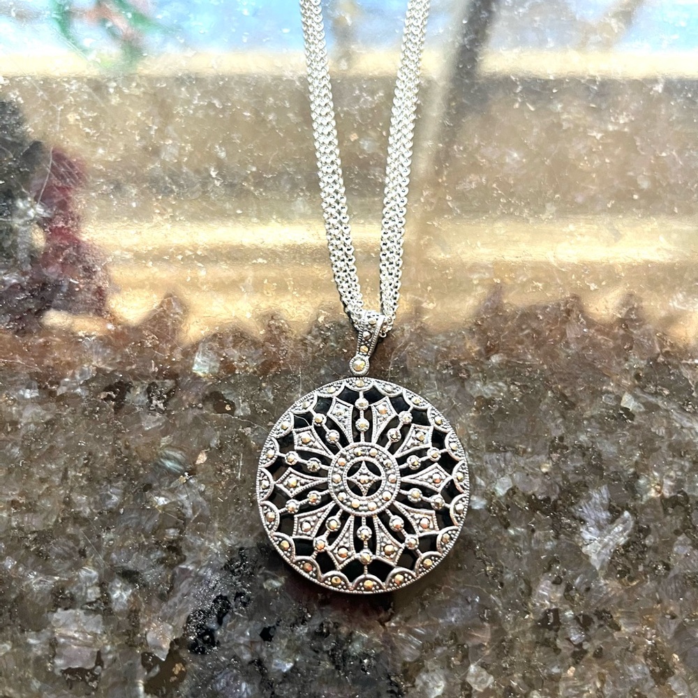 Intricate Marcasite and silver Filigree Necklace